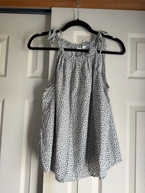 GAP Women’s Relaxed Print Halter Sage Green Floral Tie-Shoulder Tank Top